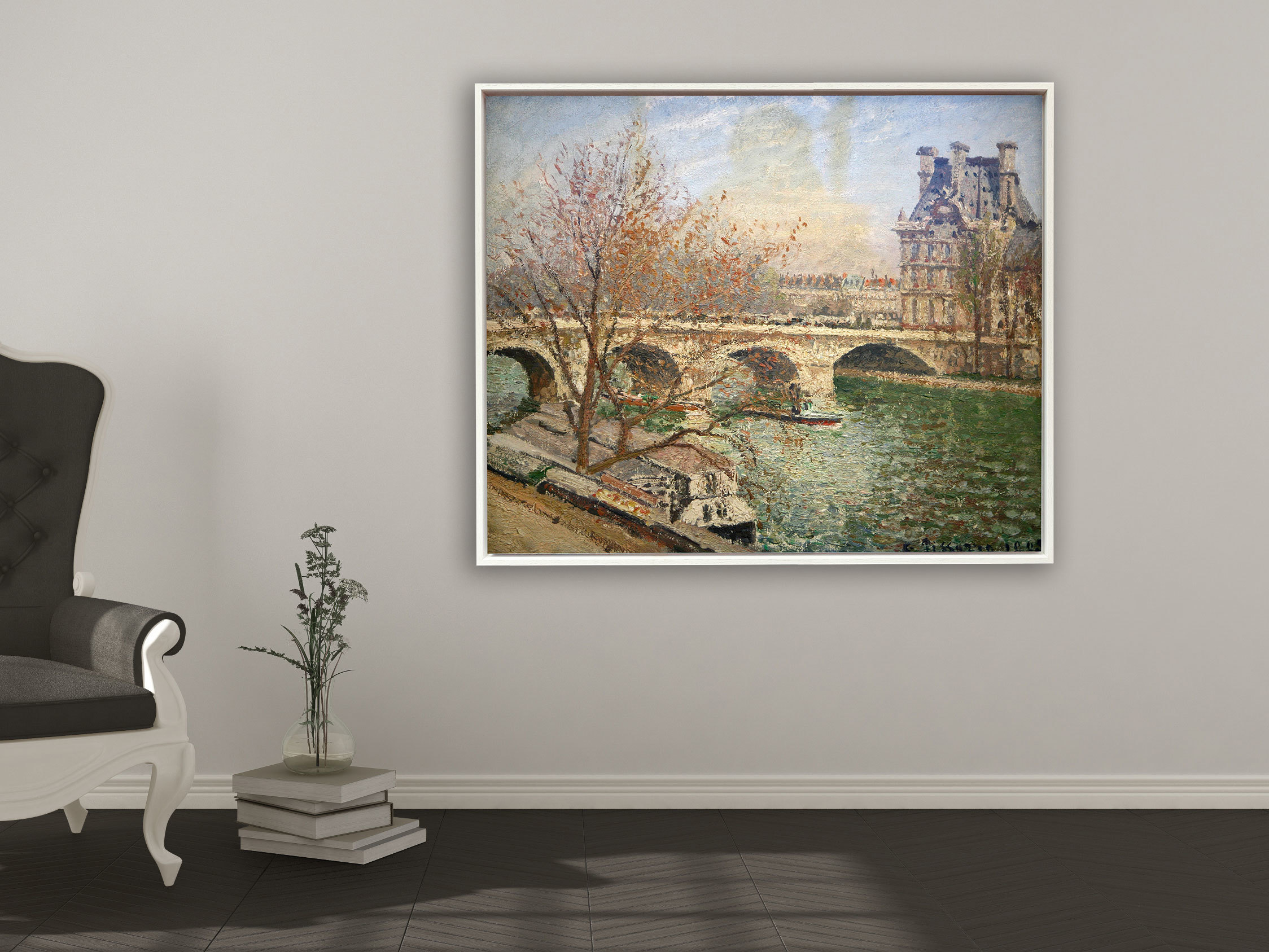 Camille Pissarro - Die königliche Brücke und der Flora Pavillon, Rahmen Schattenfuge weiß