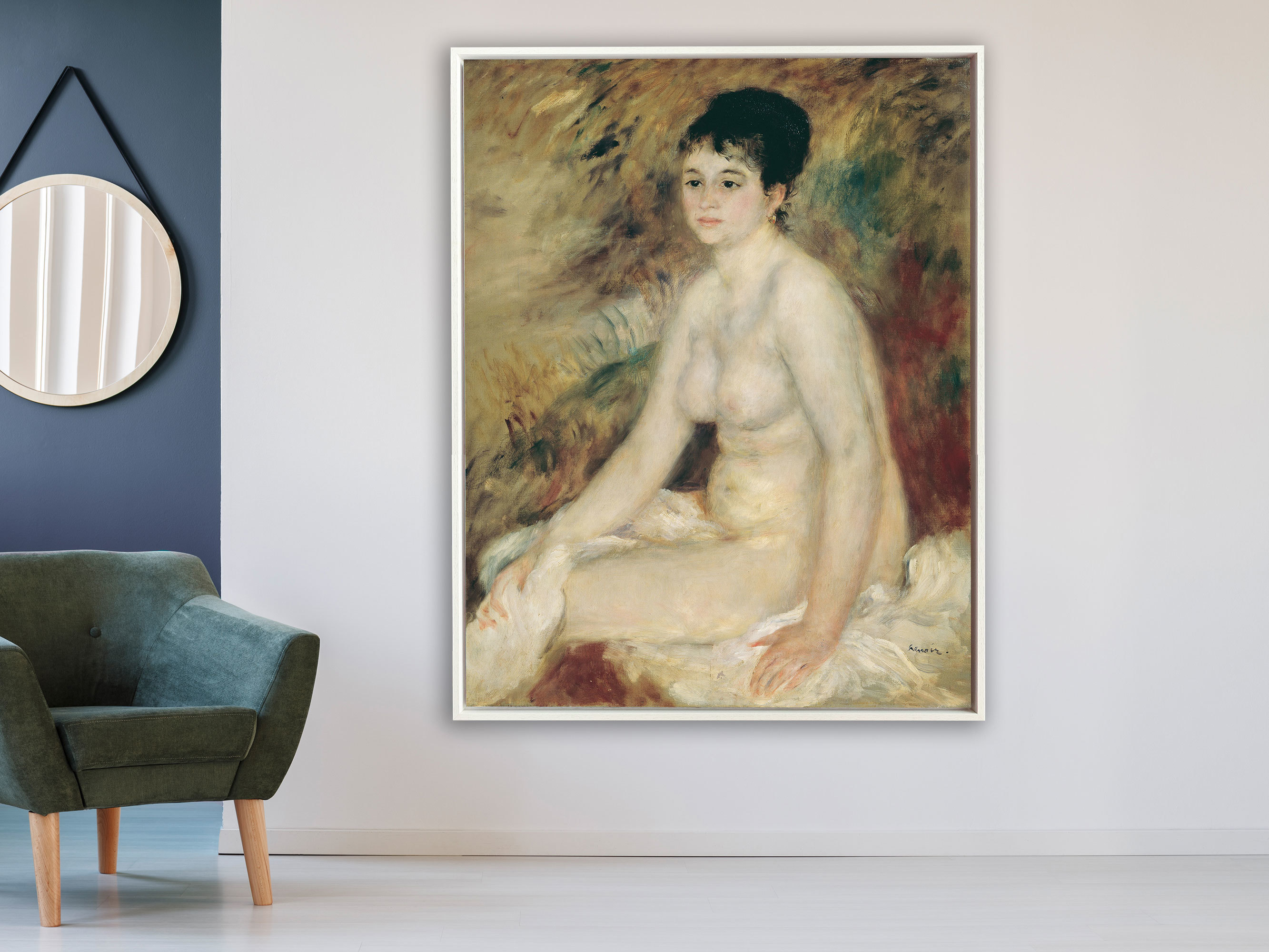 Auguste Renoir - Nach dem Bade, 1876, Schattenfugenrahmen weiß