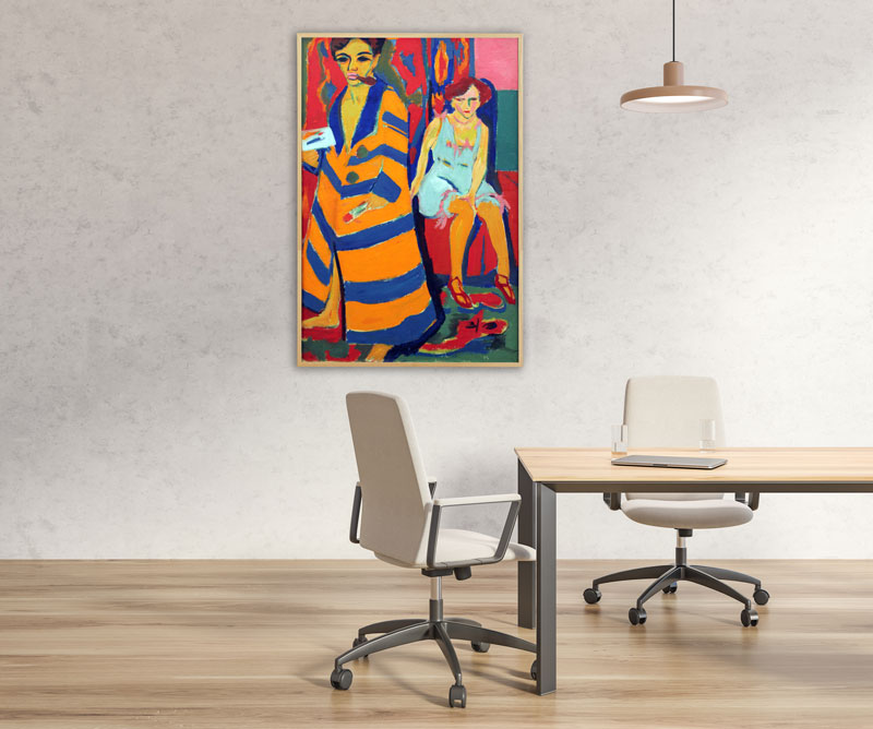 Ernst Ludwig Kirchner - Selbstbildnis mit Modell, 1910, Bilderrahmen Eiche Ernst Ludwig Kirchner - Selbstbildnis mit Modell, 1910, Bilderrahmen Eiche