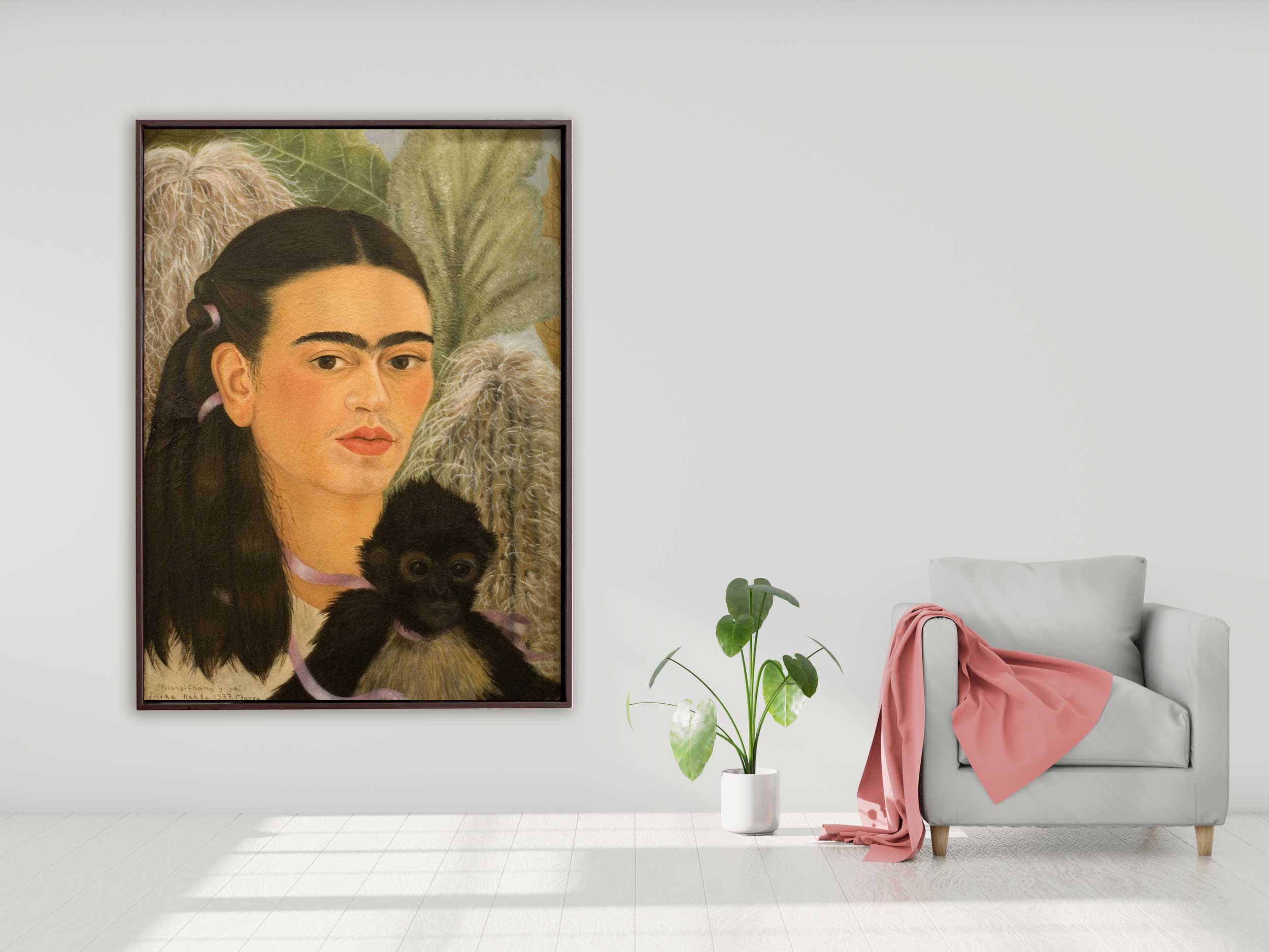 Frida Kahlo - Fulang-Chang and I, 1937, Rahmen Schattenfuge braun
