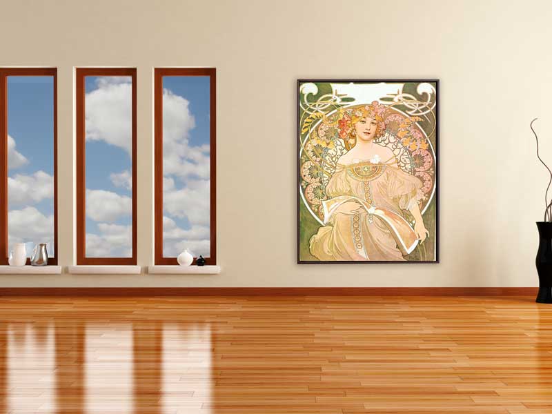 Alfons Mucha - Reverie or Daydream, 1898, Schattenfugenrahmen braun Alfons Mucha - Reverie or Daydream, 1898, Schattenfugenrahmen braun