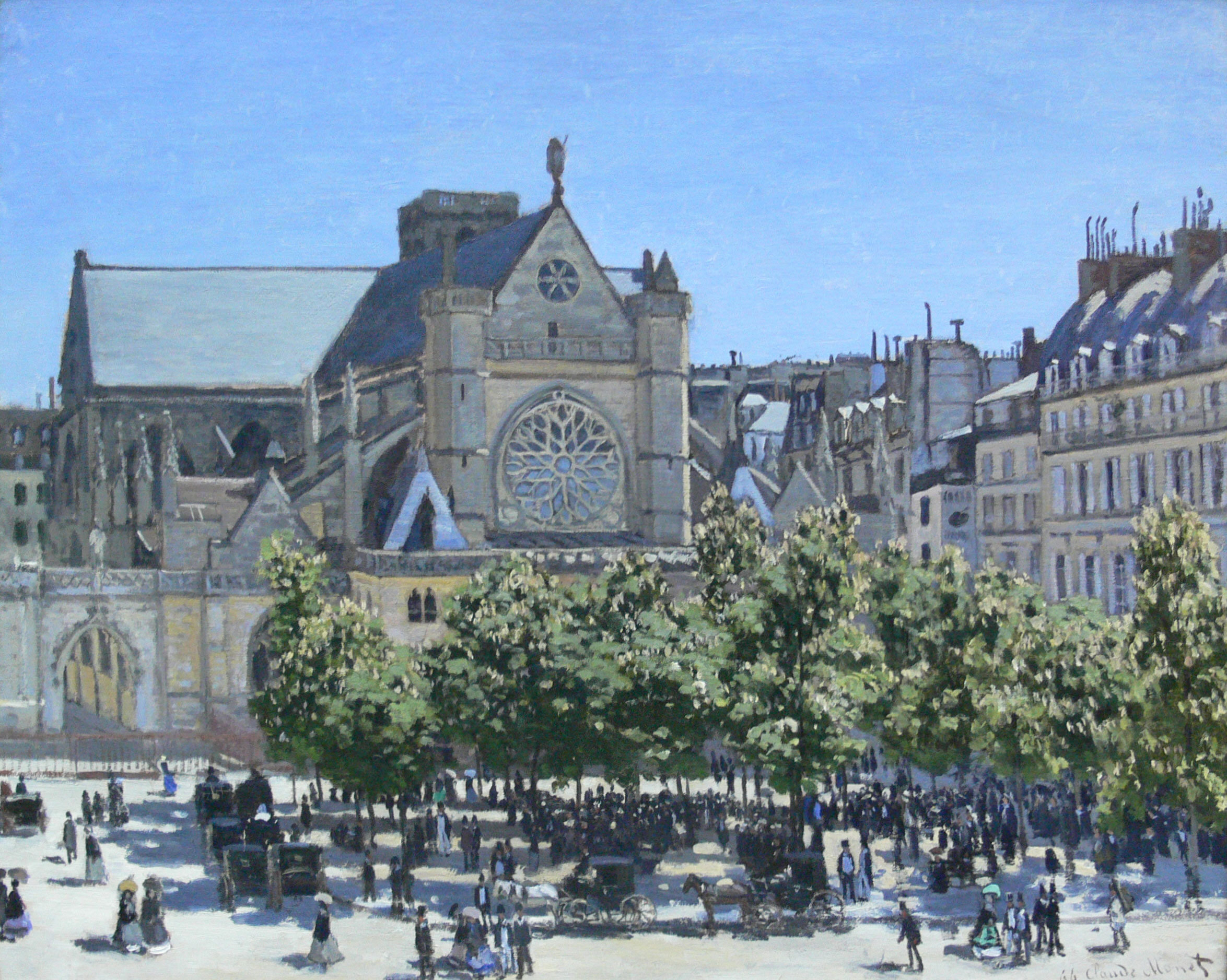 Claude Monet - Saint-Germain-l'Auxerrois Paris, 1867, Bilderrahmen weiß