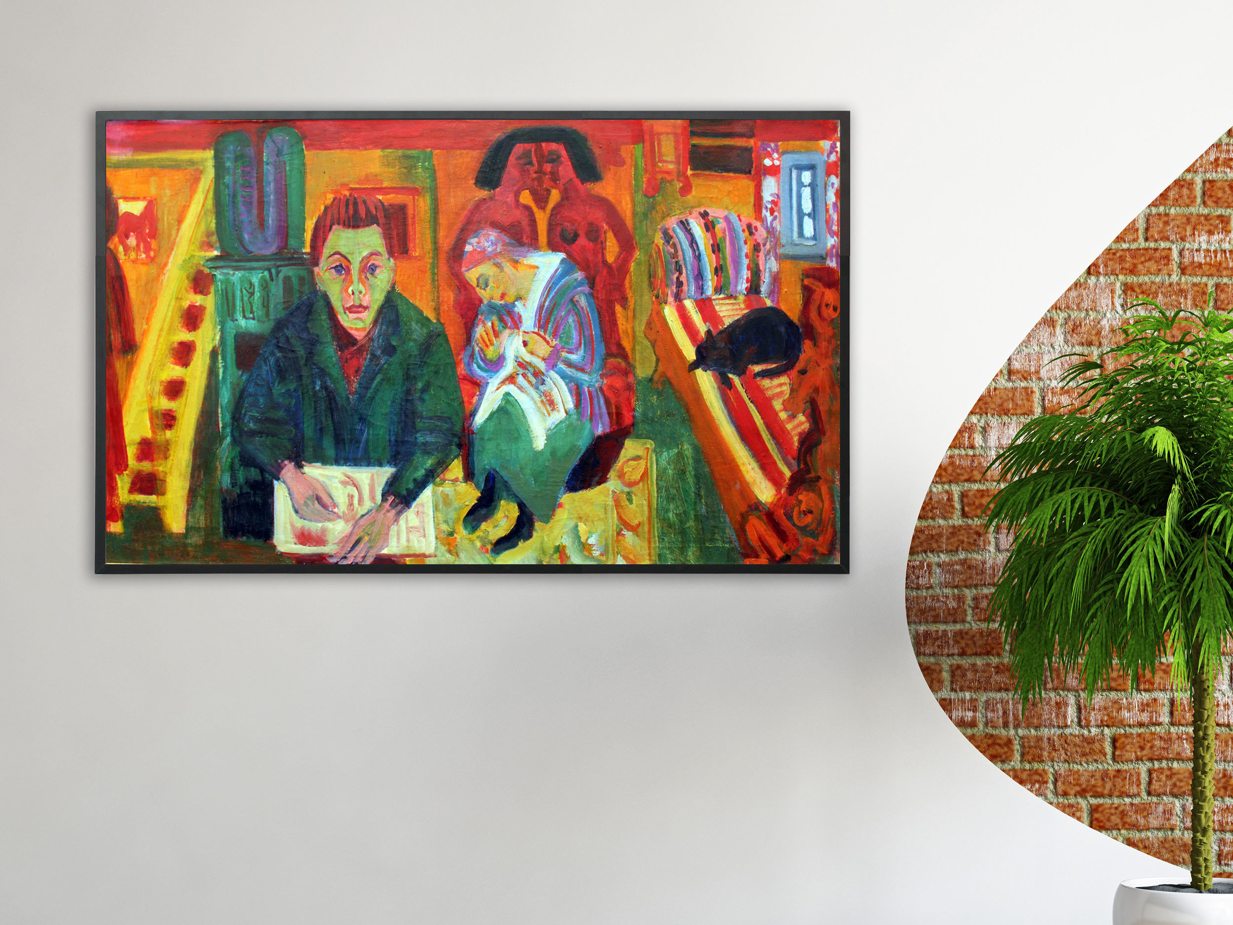 Ernst Ludwig Kirchner - Das Wohnzimmer, 1921, Bilderrahmen weiß Ernst Ludwig Kirchner - Das Wohnzimmer, 1921, Bilderrahmen weiß