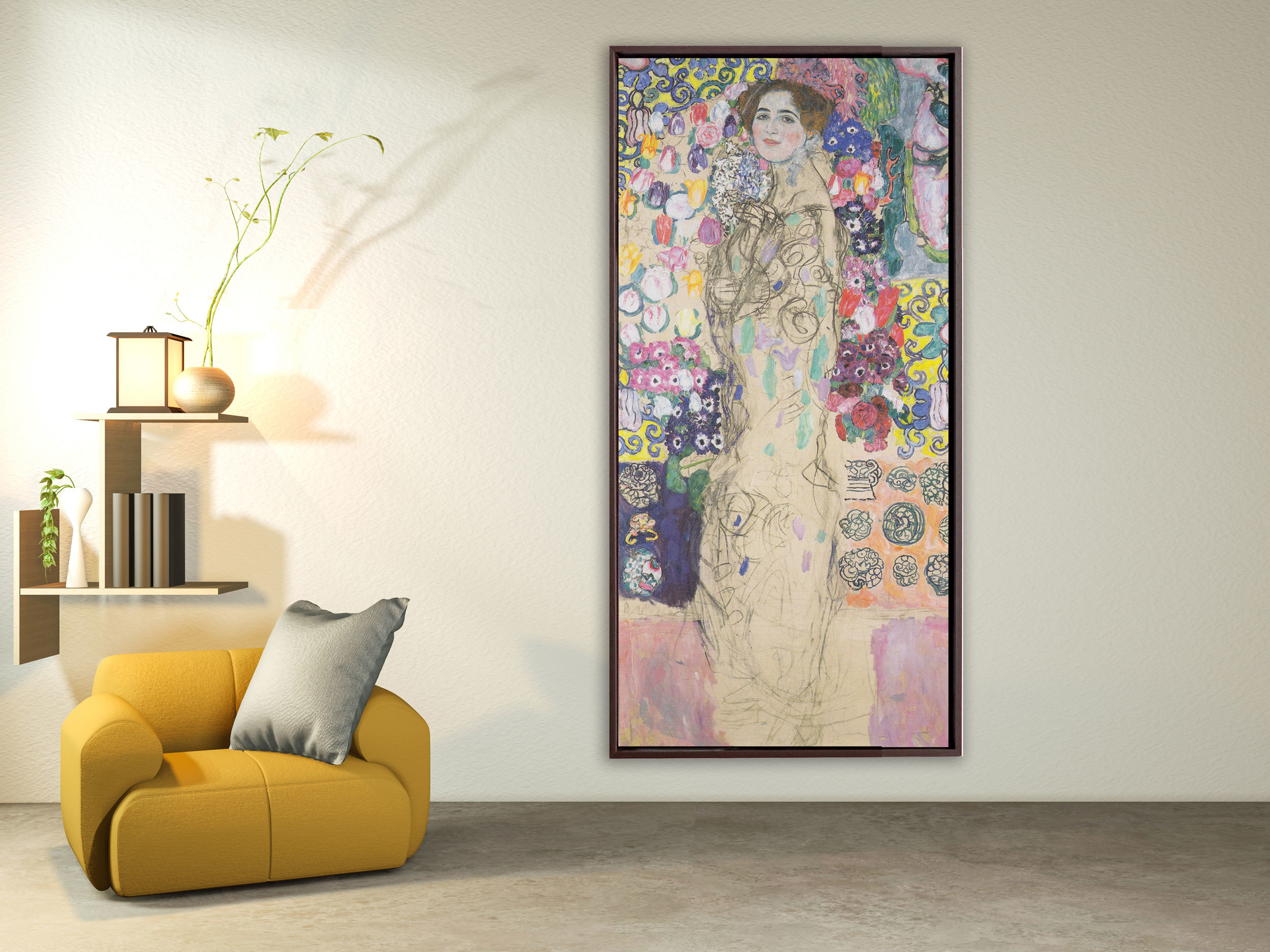 Gustav Klimt - Bildnis Ria Munk, 1917-1918, Rahmen Schattenfuge braun Gustav Klimt - Bildnis Ria Munk, 1917-1918, Rahmen Schattenfuge braun