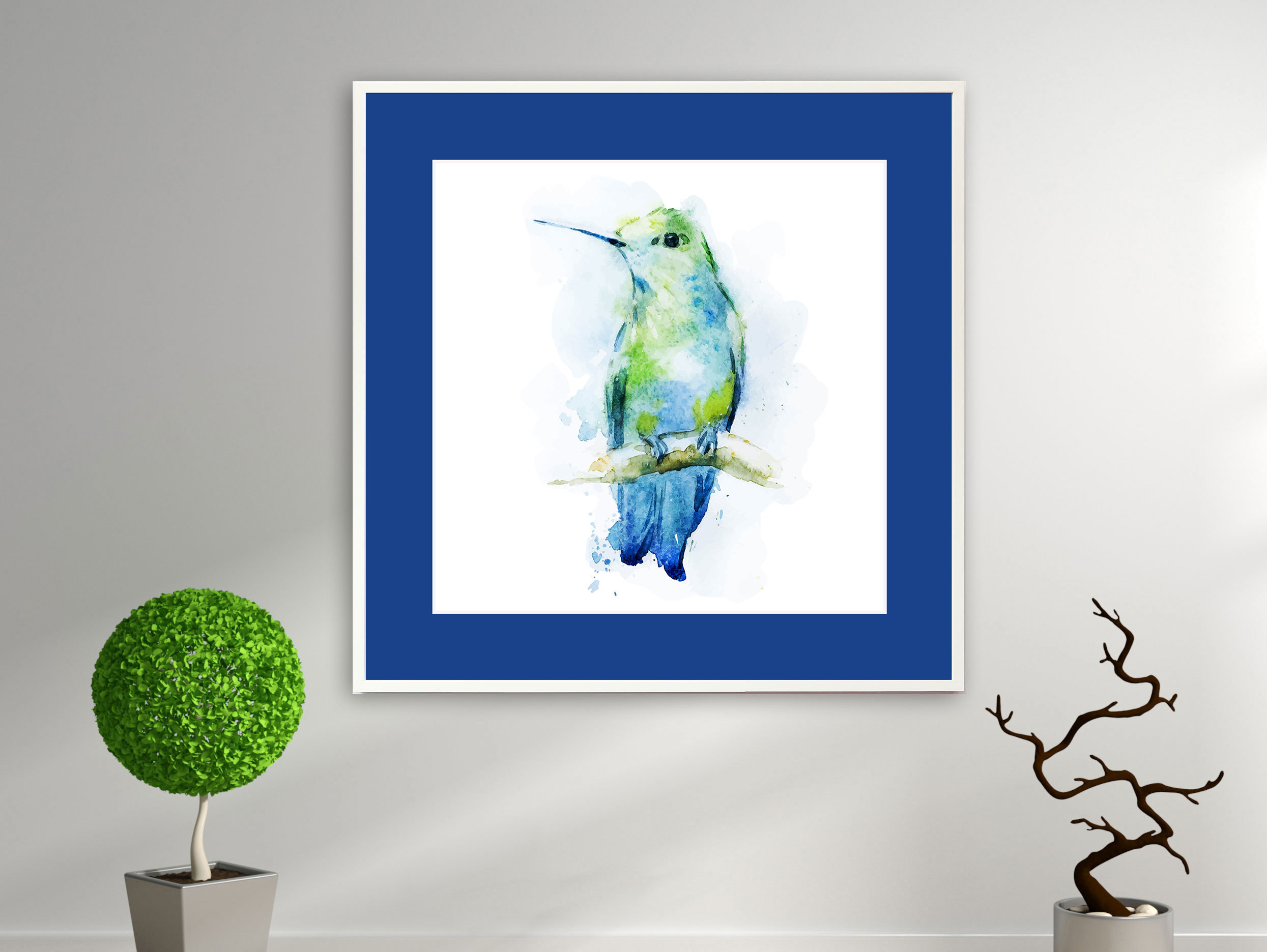 Blauer Vogel auf einem Ast sitzend Blauer Vogel auf einem Ast sitzend