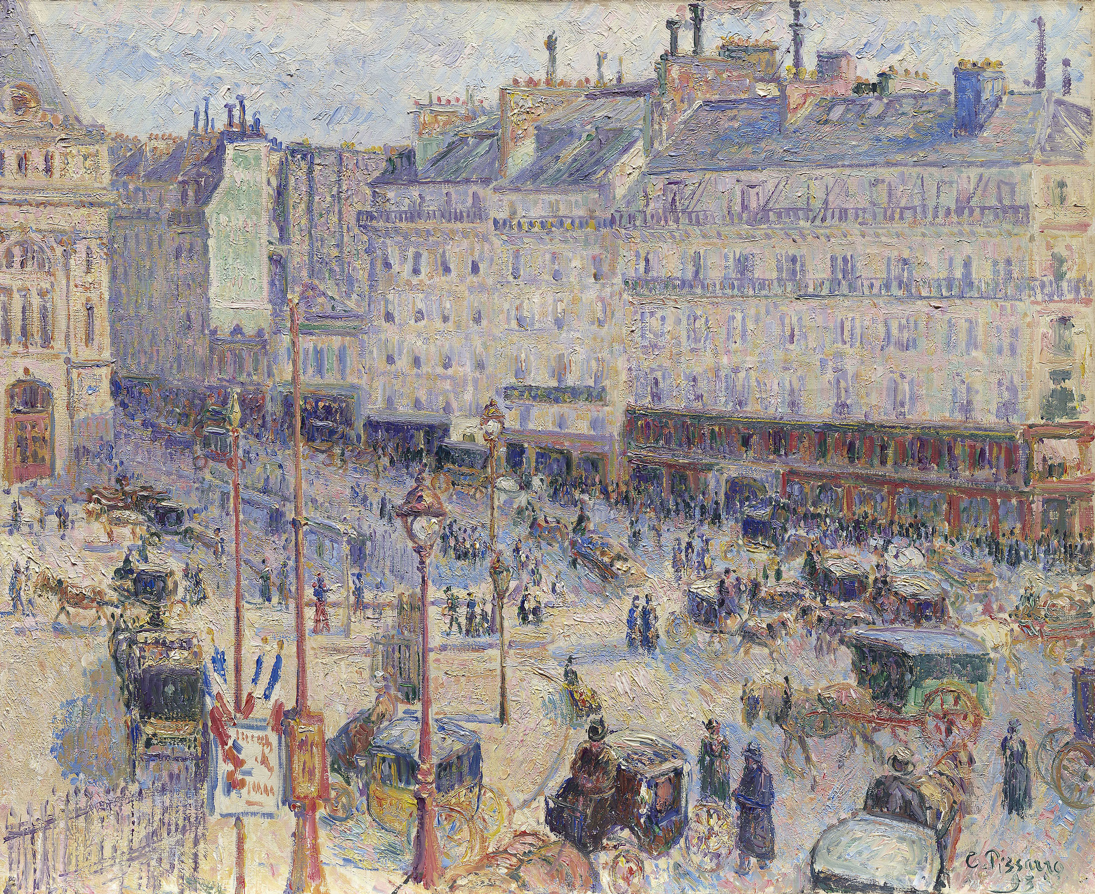 Camille Pissarro - Place du Havre, 1893, Bilderrahmen schwarz