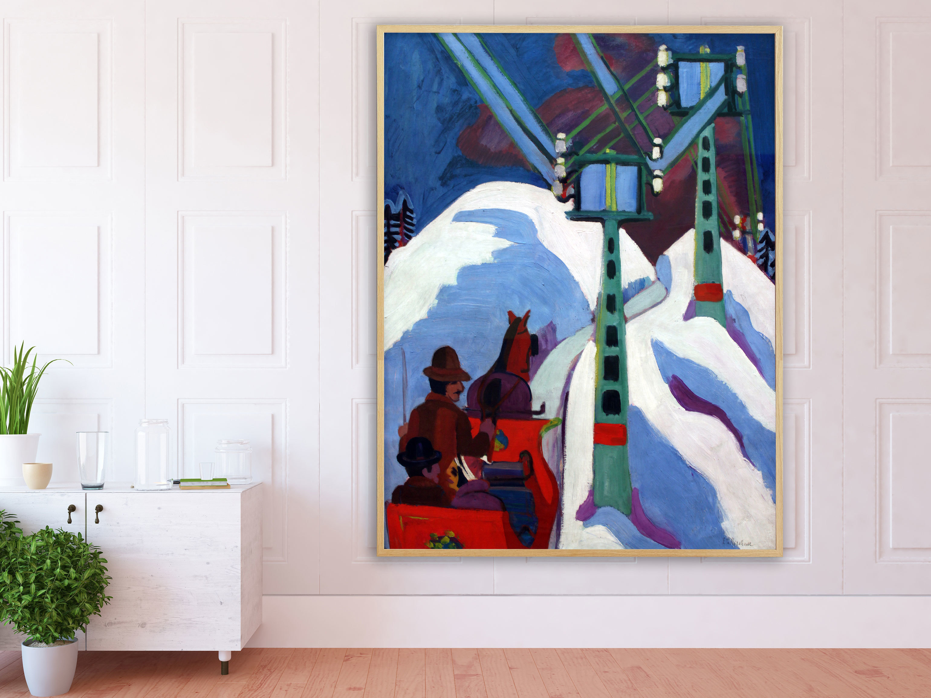 Ernst Ludwig Kirchner - Schlittenfahrt, 1923, Bilderrahmen Eiche Ernst Ludwig Kirchner - Schlittenfahrt, 1923, Bilderrahmen Eiche