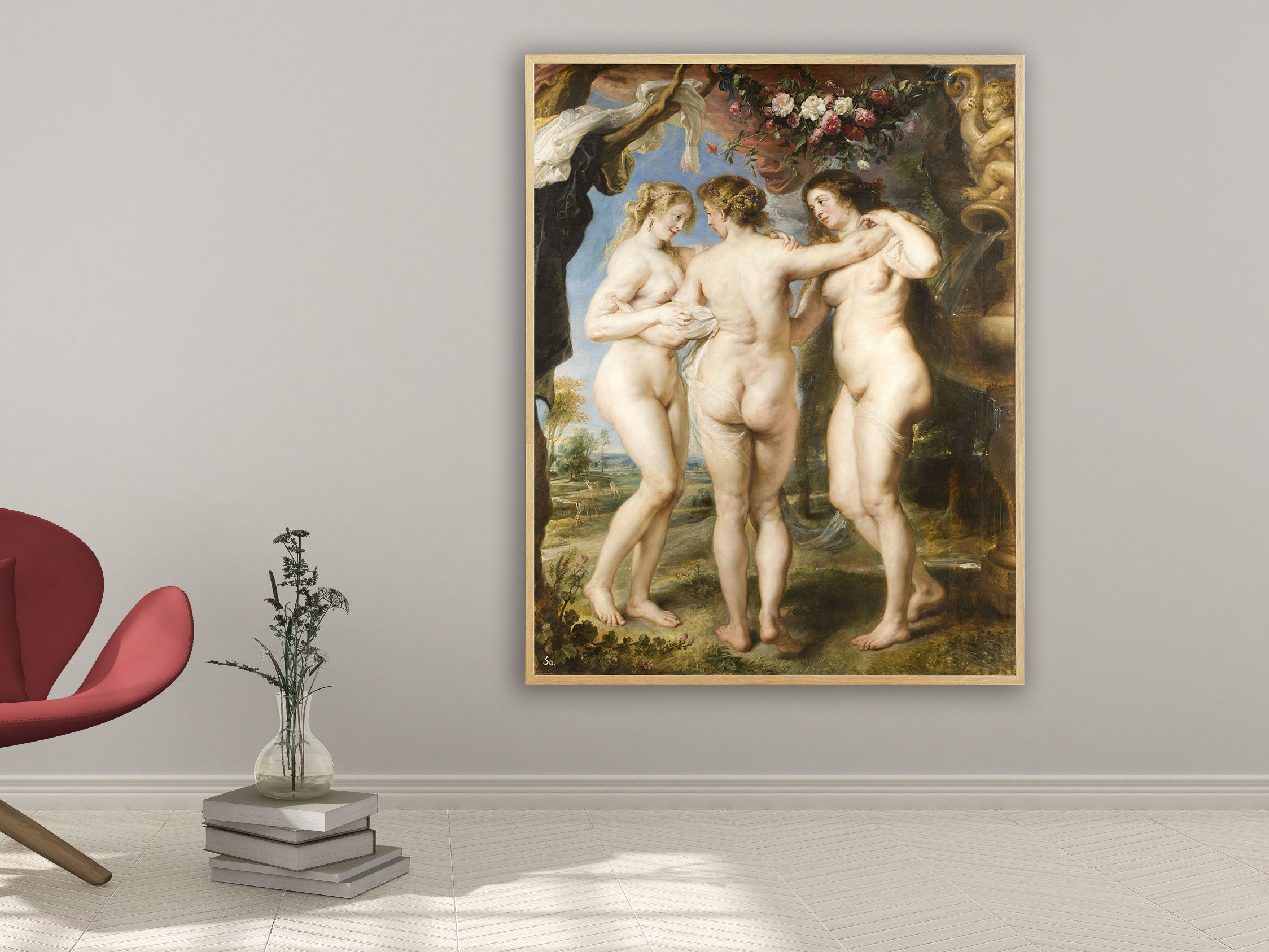 Peter Paul Rubens – Die drei Grazien, Bilderrahmen Eiche Peter Paul Rubens – Die drei Grazien, Bilderrahmen Eiche