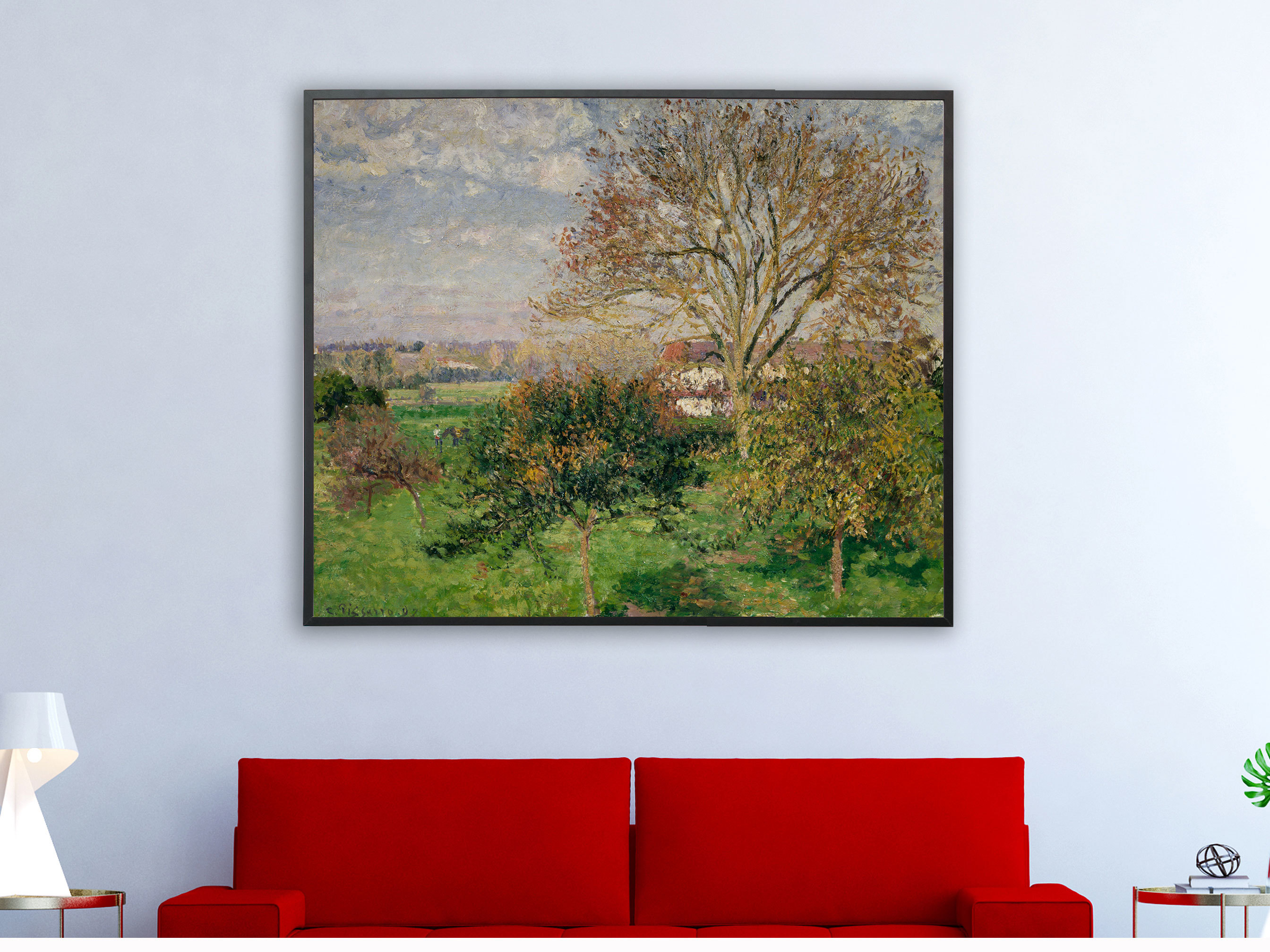 Camille Pissarro - Landschaft Eragny in Frankreich , inkl. Bilderrahmen schwarz