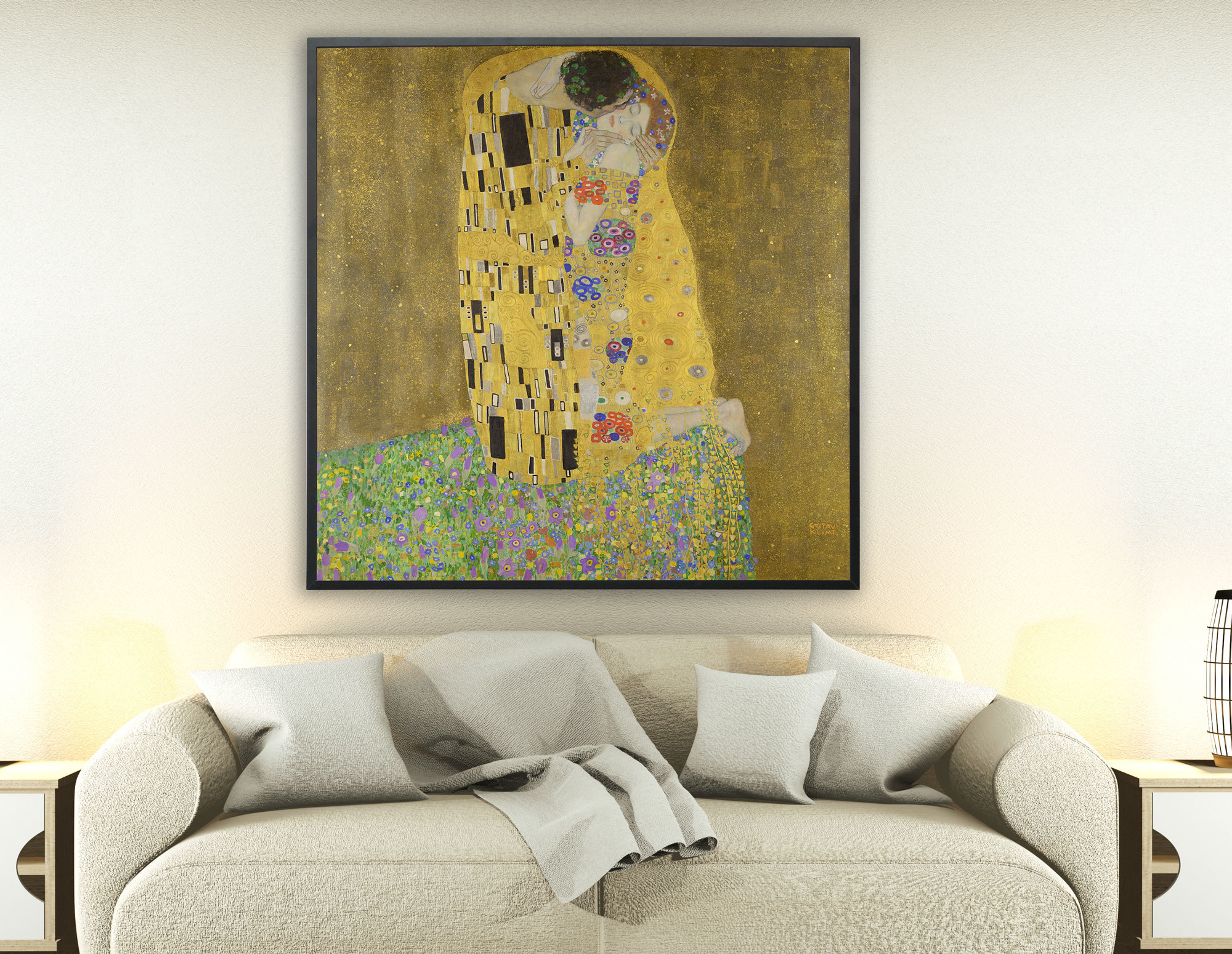 Gustav Klimt - Der Kuss, 1907–1908, Bilderrahmen schwarz Gustav Klimt - Der Kuss, 1907–1908, Bilderrahmen schwarz