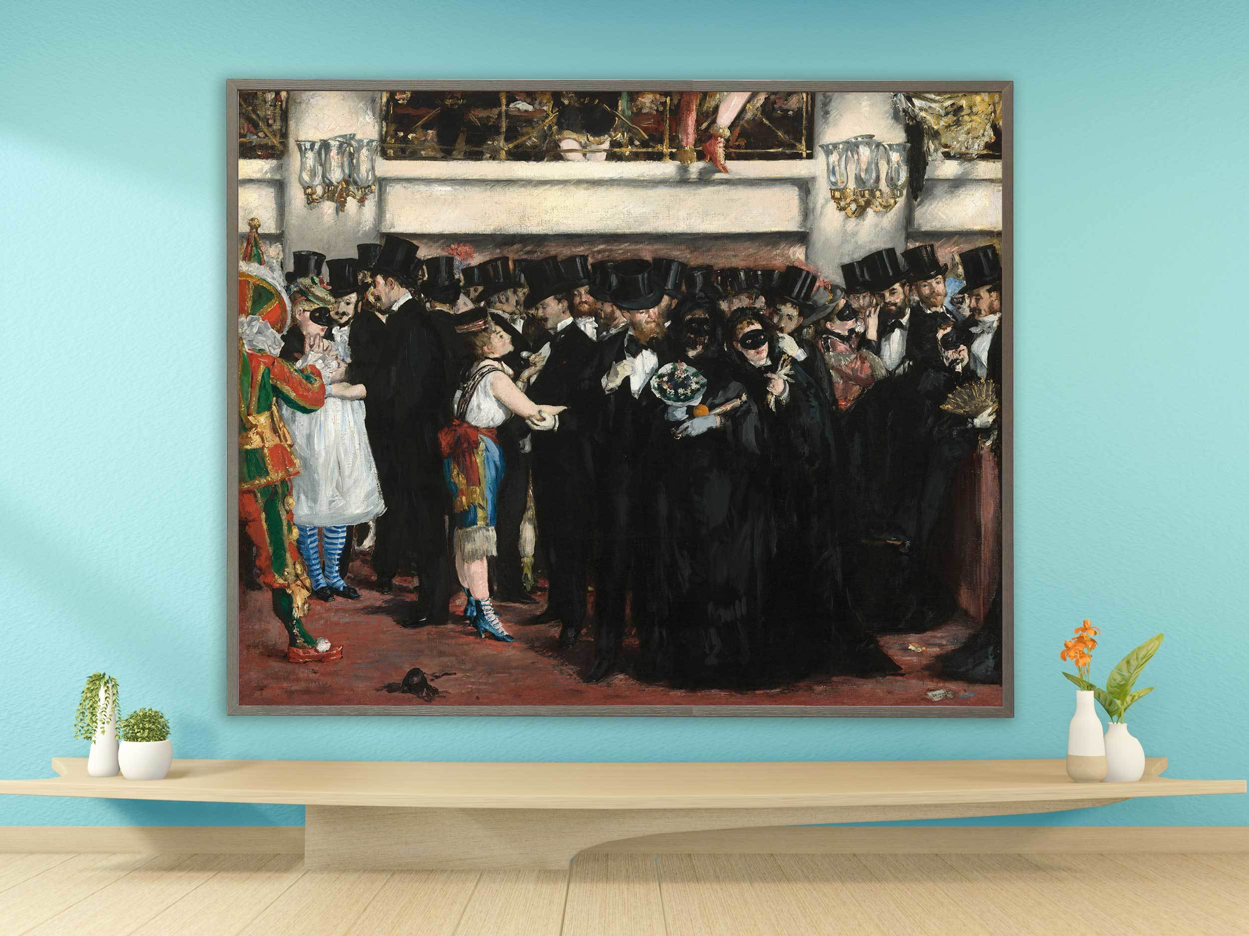 Edouard Manet - Maskenball in der Oper, 1873, Bilderrahmen grau