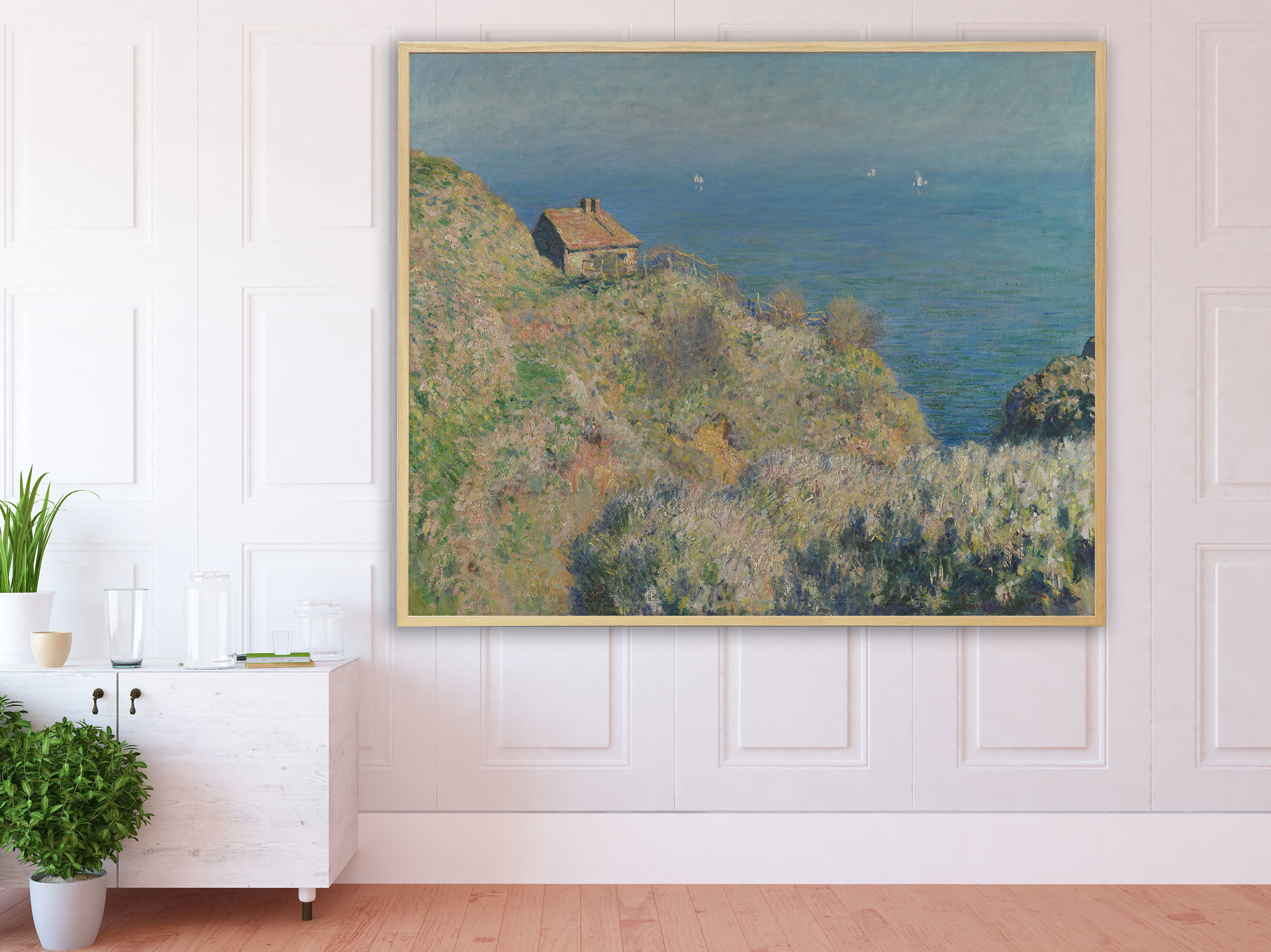 Claude Monet, Haus am Meer, Bilderrahmen Eiche