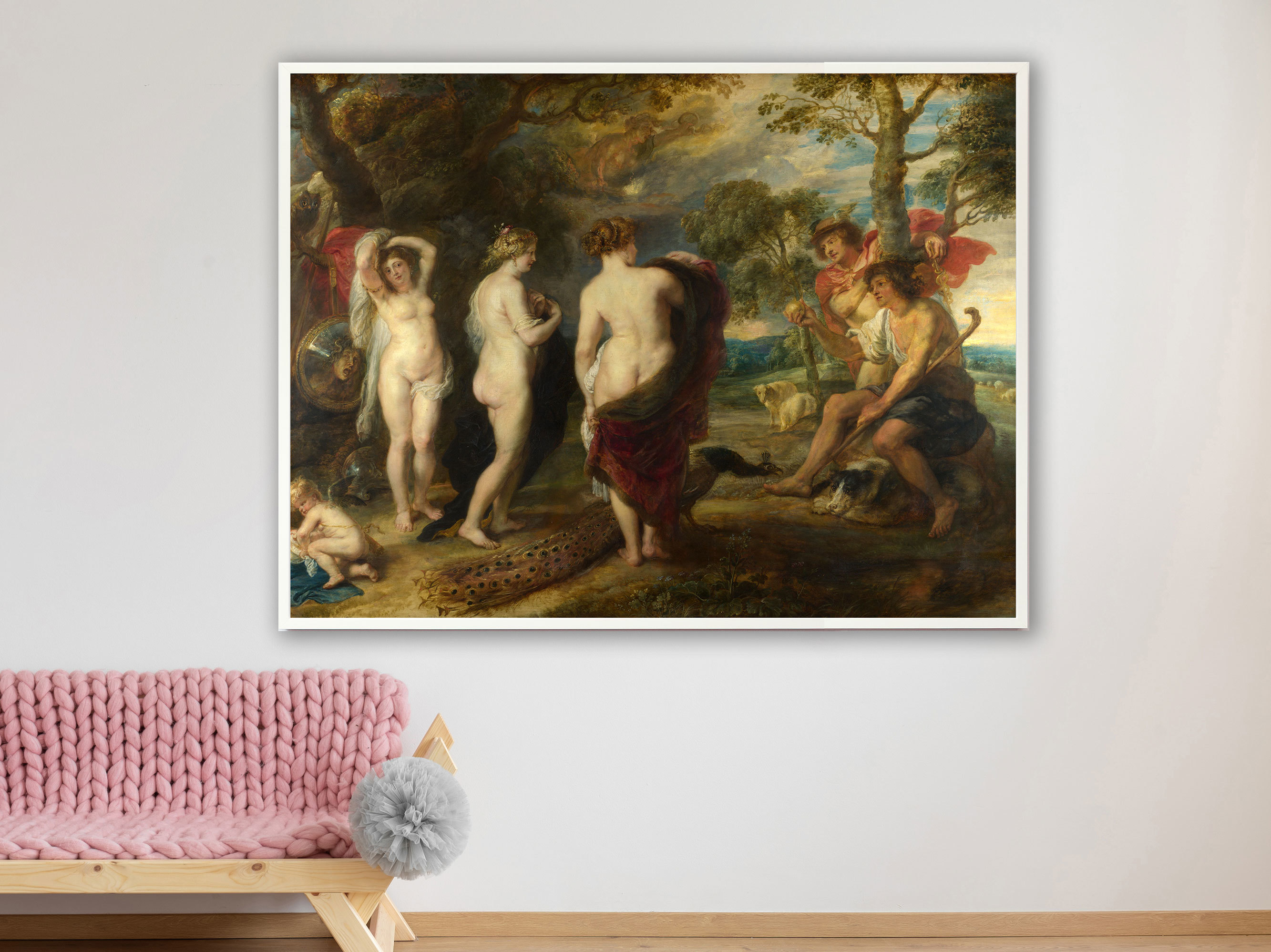 Peter Paul Rubens – Urteil des Paris, Bilderrahmen weiß