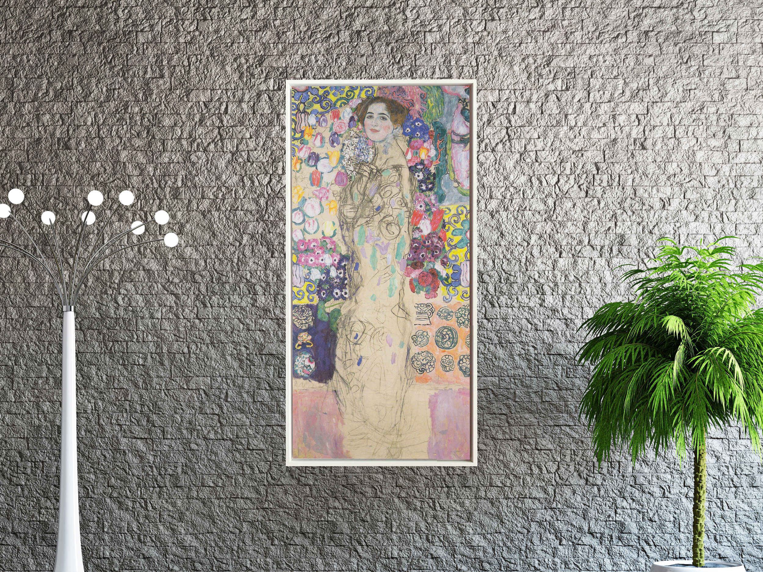 Gustav Klimt - Bildnis Ria Munk, 1917-1918, Rahmen Schattenfuge weiß