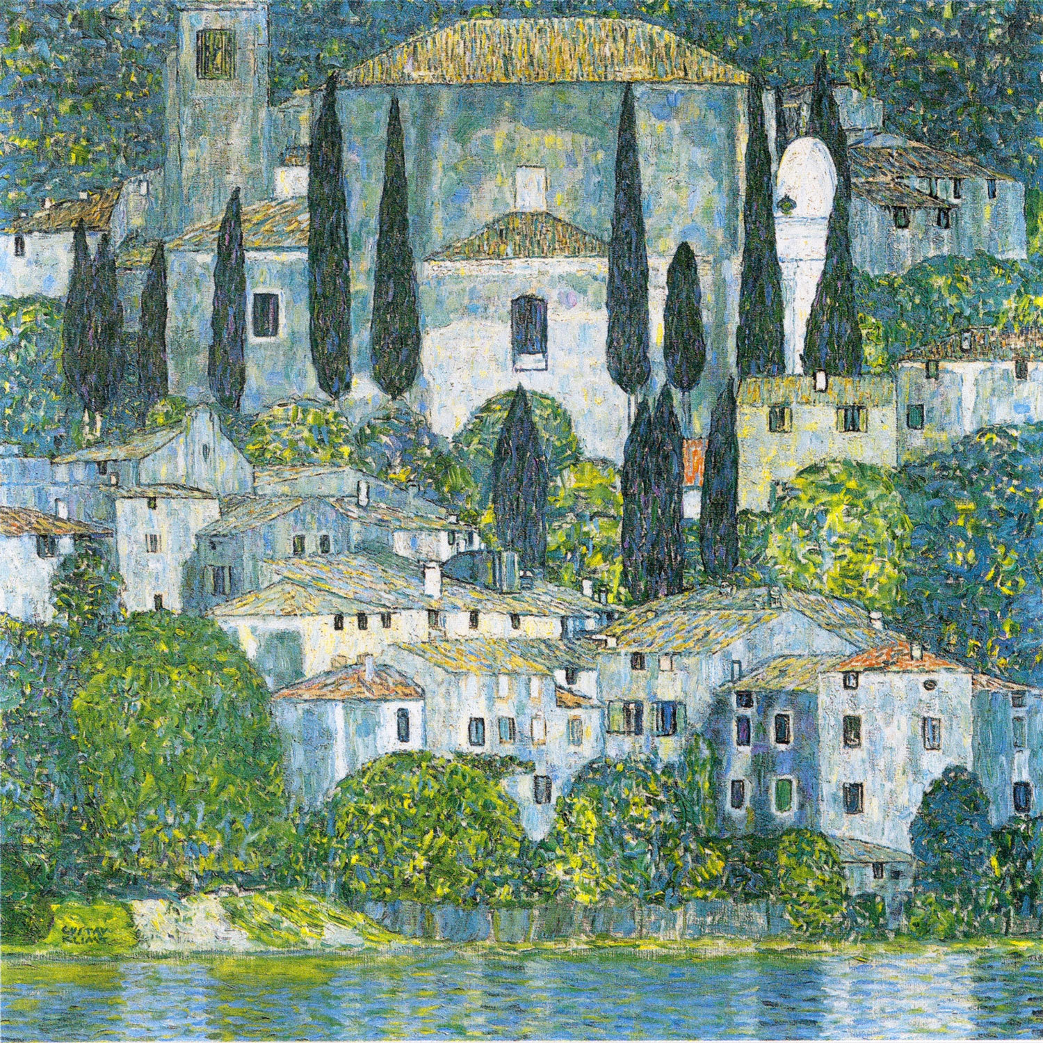 Gustav Klimt - Kirche in Cassone (1913), Bilderrahmen weiß