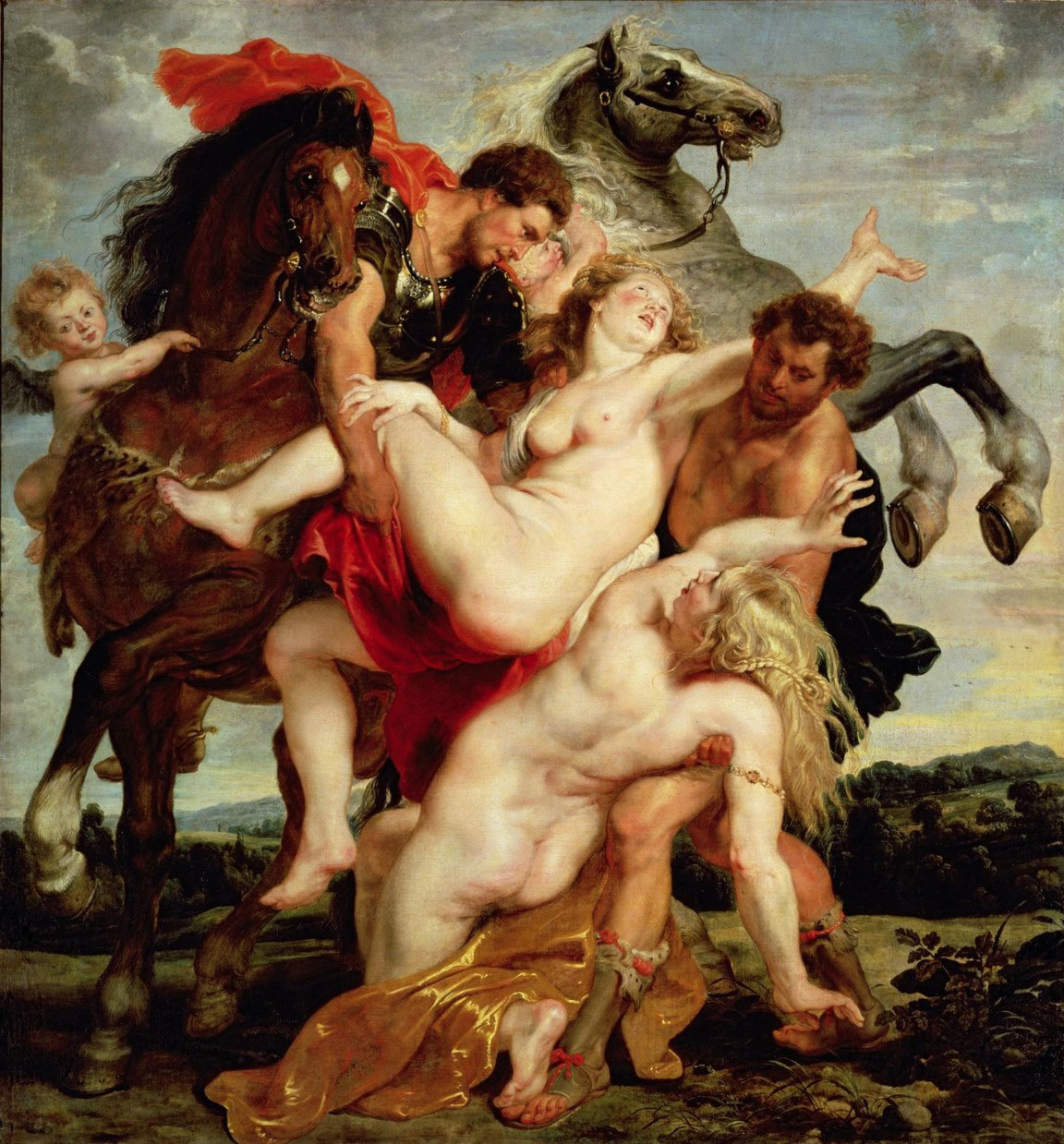 Peter Paul Rubens - Der Raub der Töchter des Leuccipus, Bilderrahmen Eiche