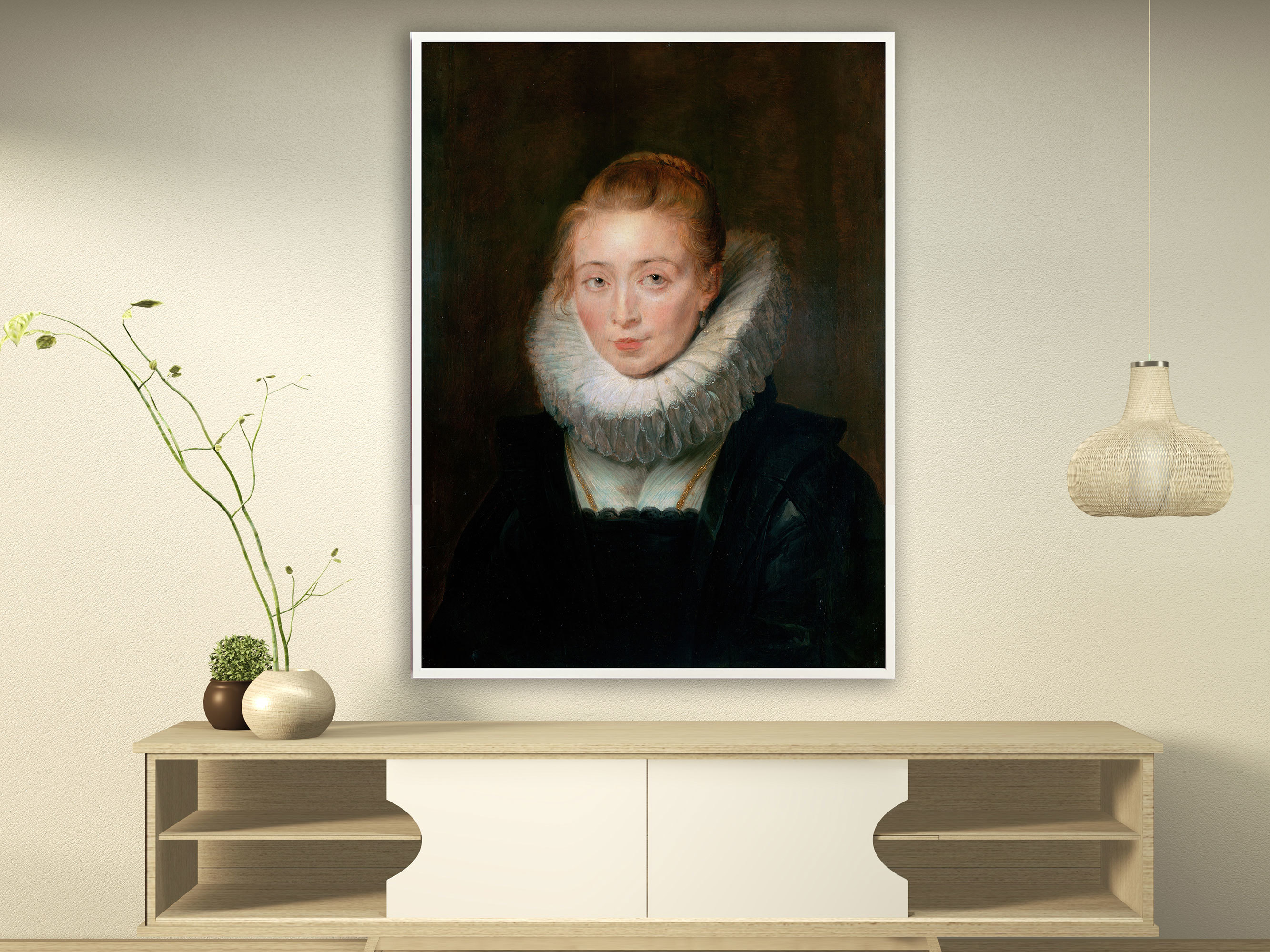 Peter Paul Rubens – Kammerfrau der Infantin Isabella, Bilderrahmen weiß