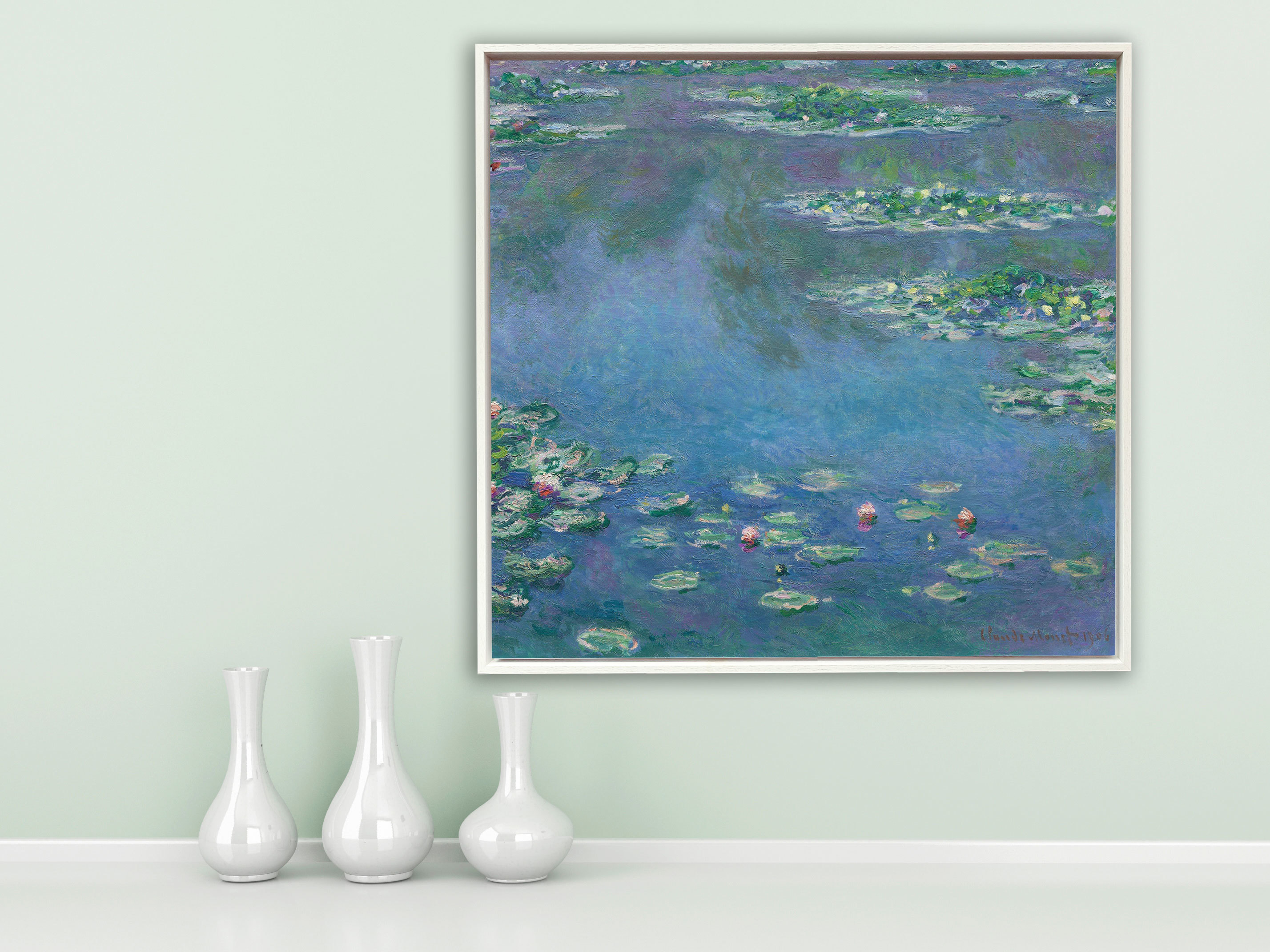 Claude Monet - Seerosen, 1906, Schattenfugenrahmen weiß