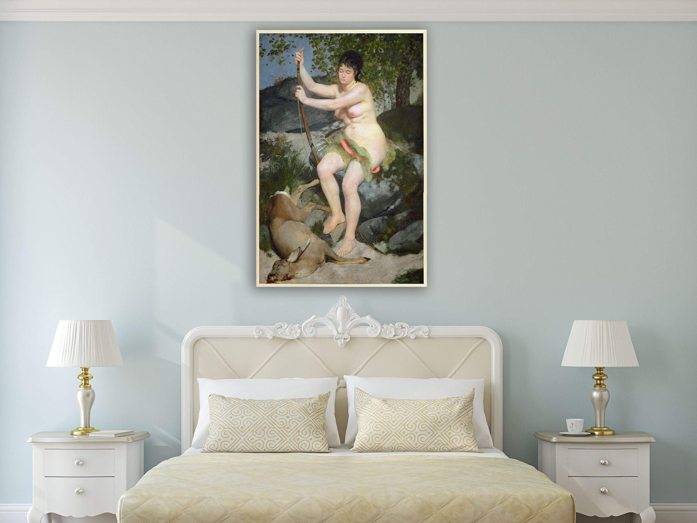 Auguste Renoir - Nackte Frau und totes Reh, Bilderrahmen Ahorn