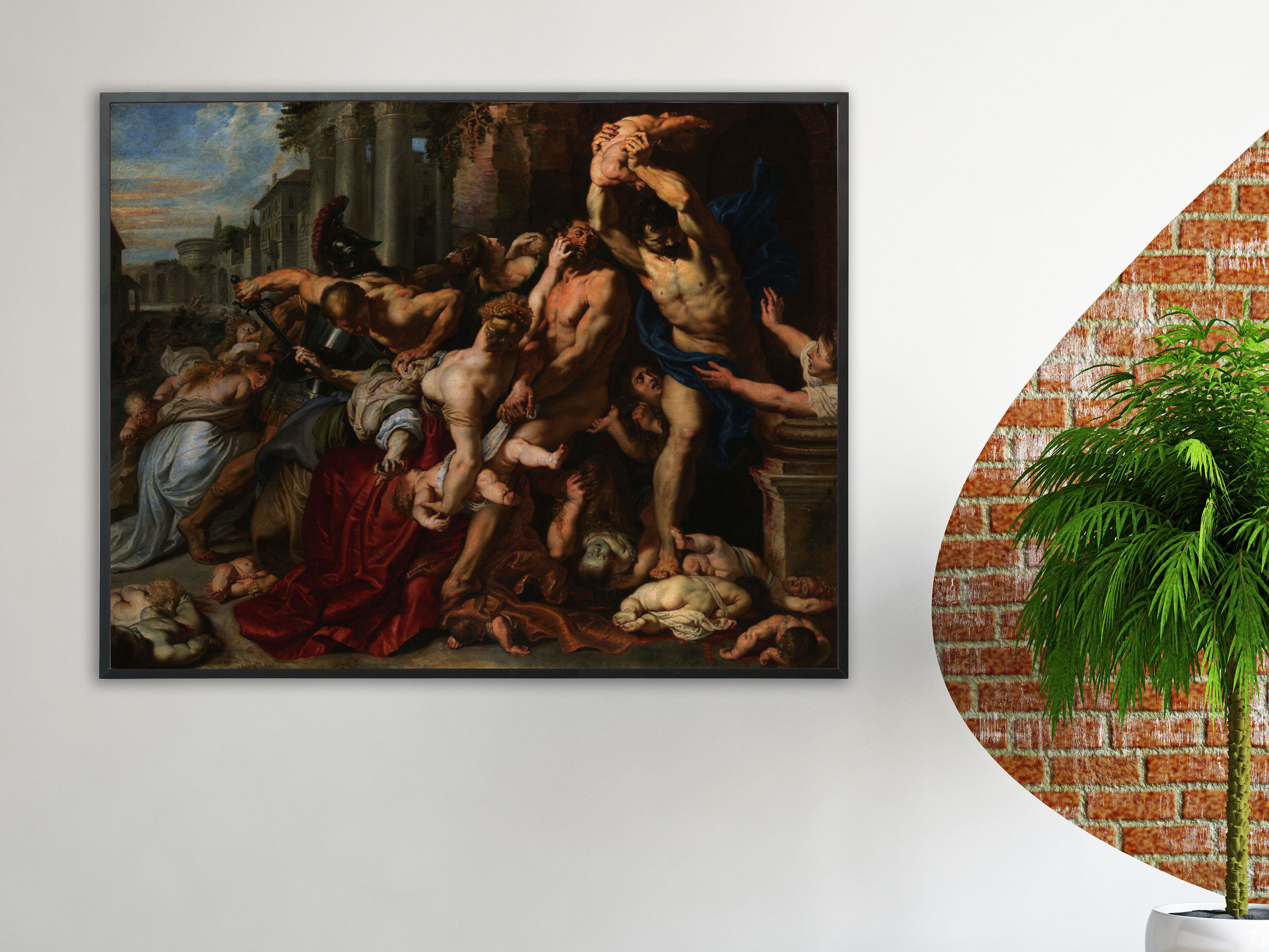 Peter Paul Rubens - Der bethlehemitische Kindermord, Bilderrahmen schwarz