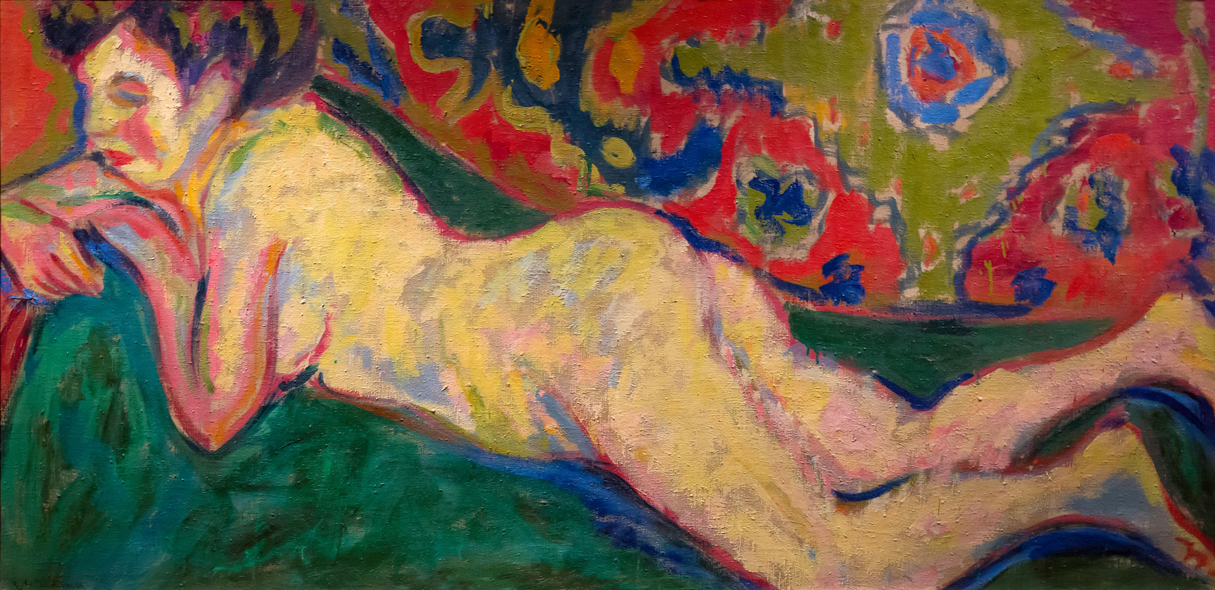 Ernst Ludwig Kirchner - Reclining Nude, 1909, Bilderrahmen grau