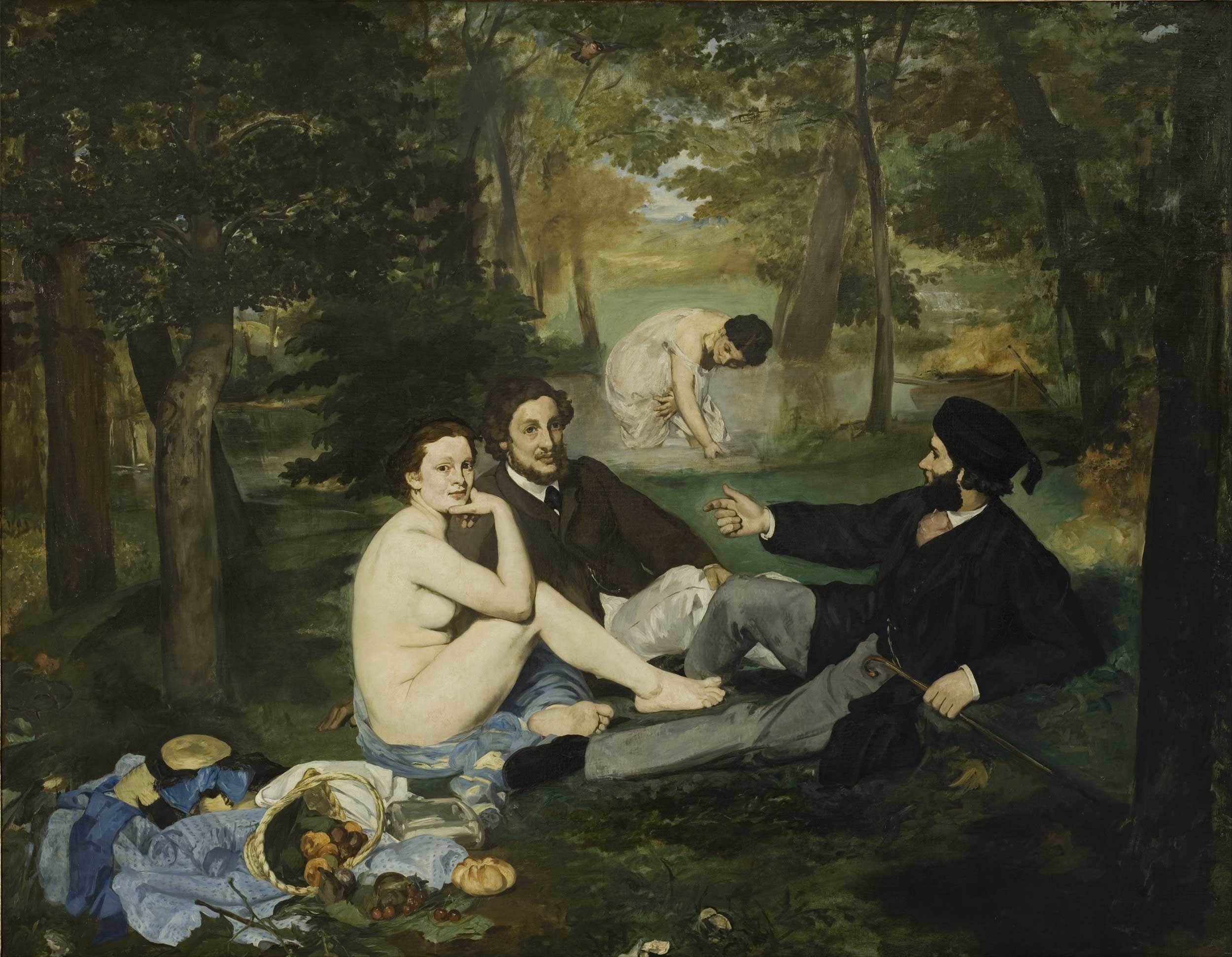 Edouard Manet - Luncheon on the Grass, 1863, Bilderrahmen schwarz