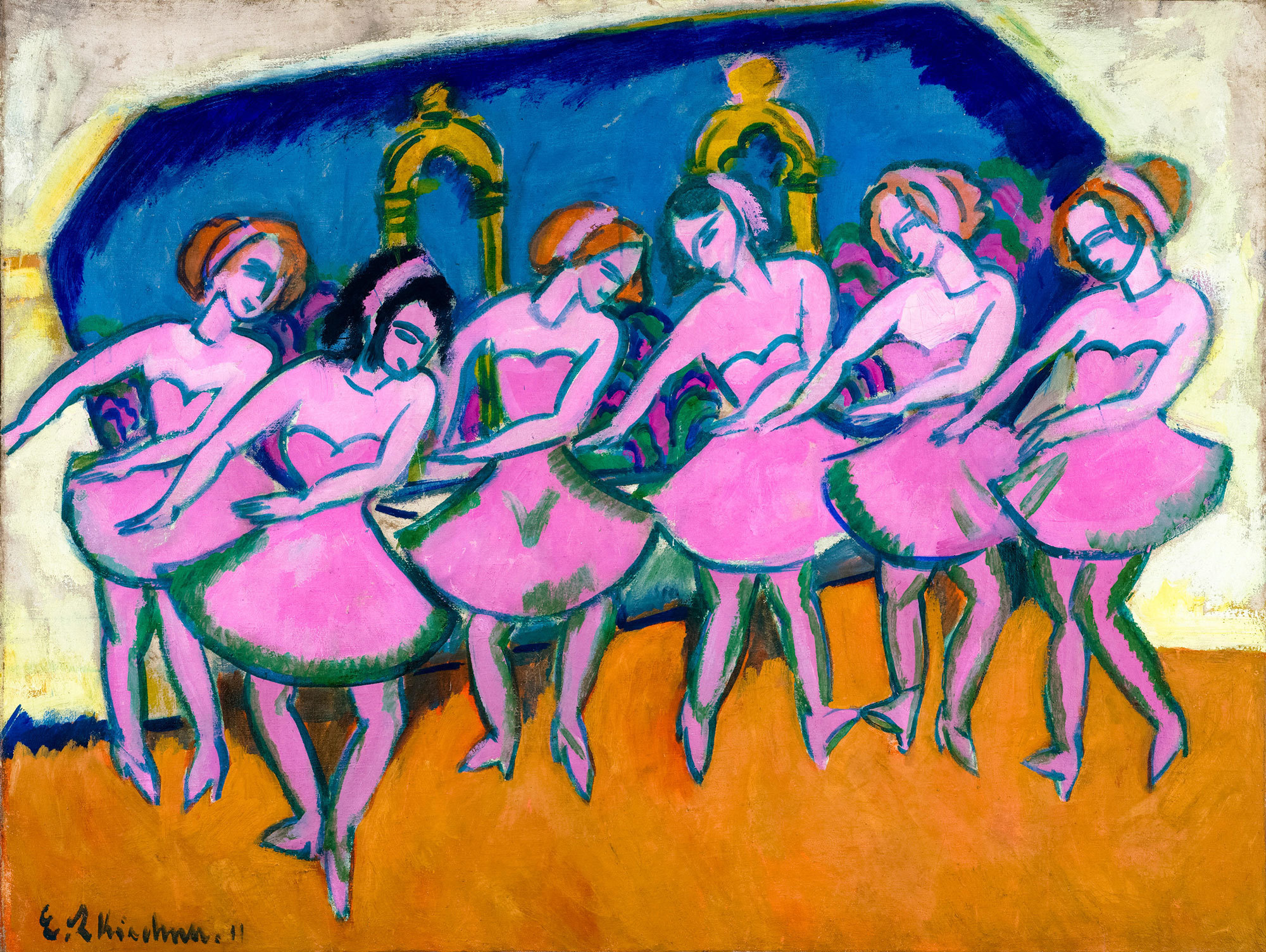 Ernst Ludwig Kirchner - Six Dancers, 1911, Bilderrahmen Eiche