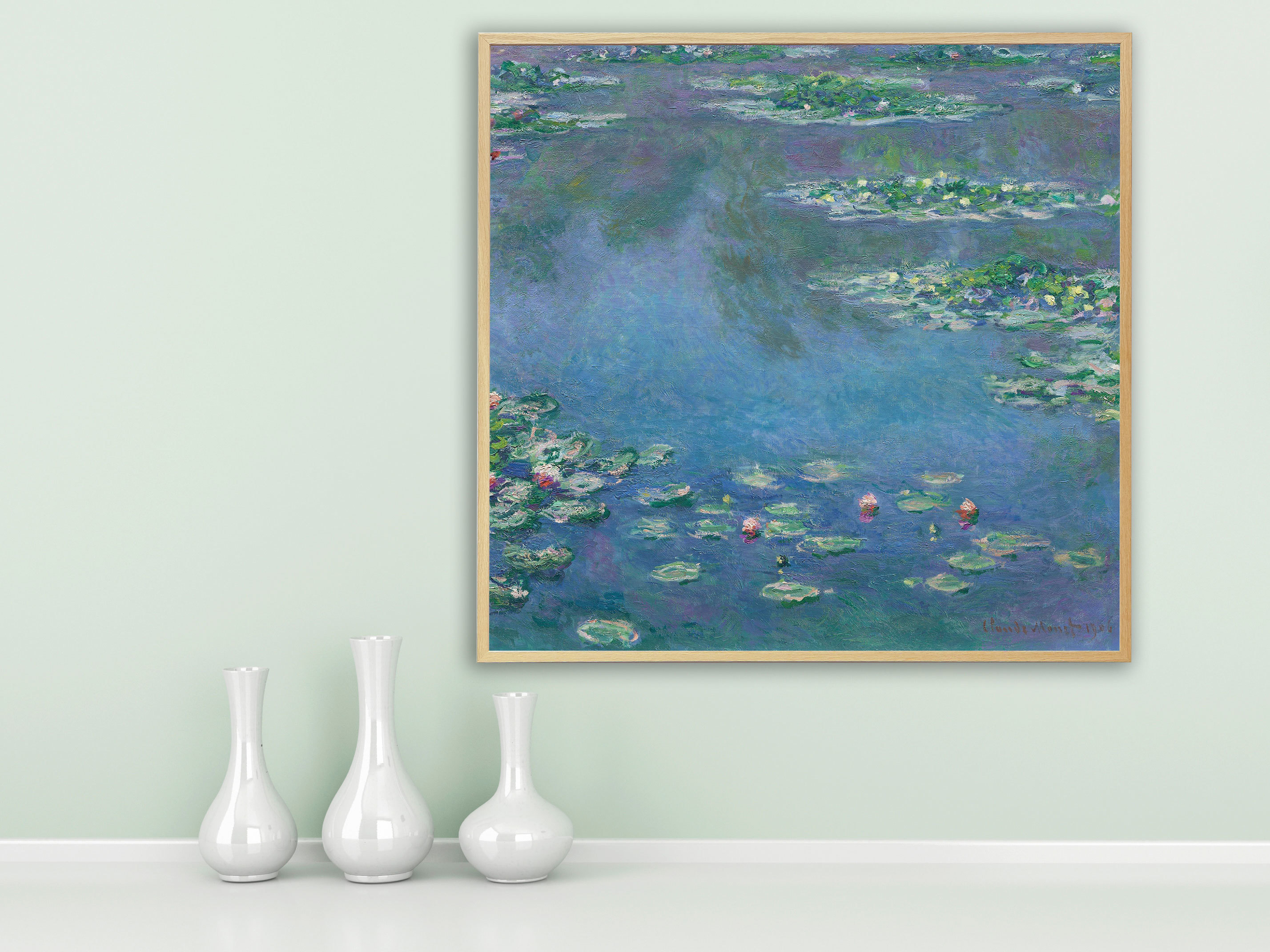Claude Monet - Seerosen, 1906, Bilderrahmen Eiche