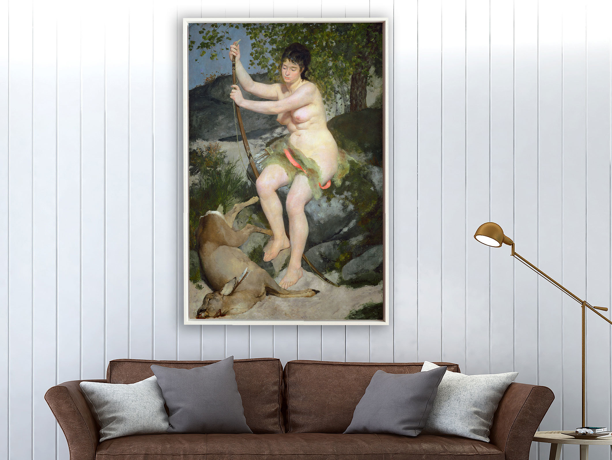 Auguste Renoir - Nackte Frau und totes Reh, Schattenfugenrahmen weiß
