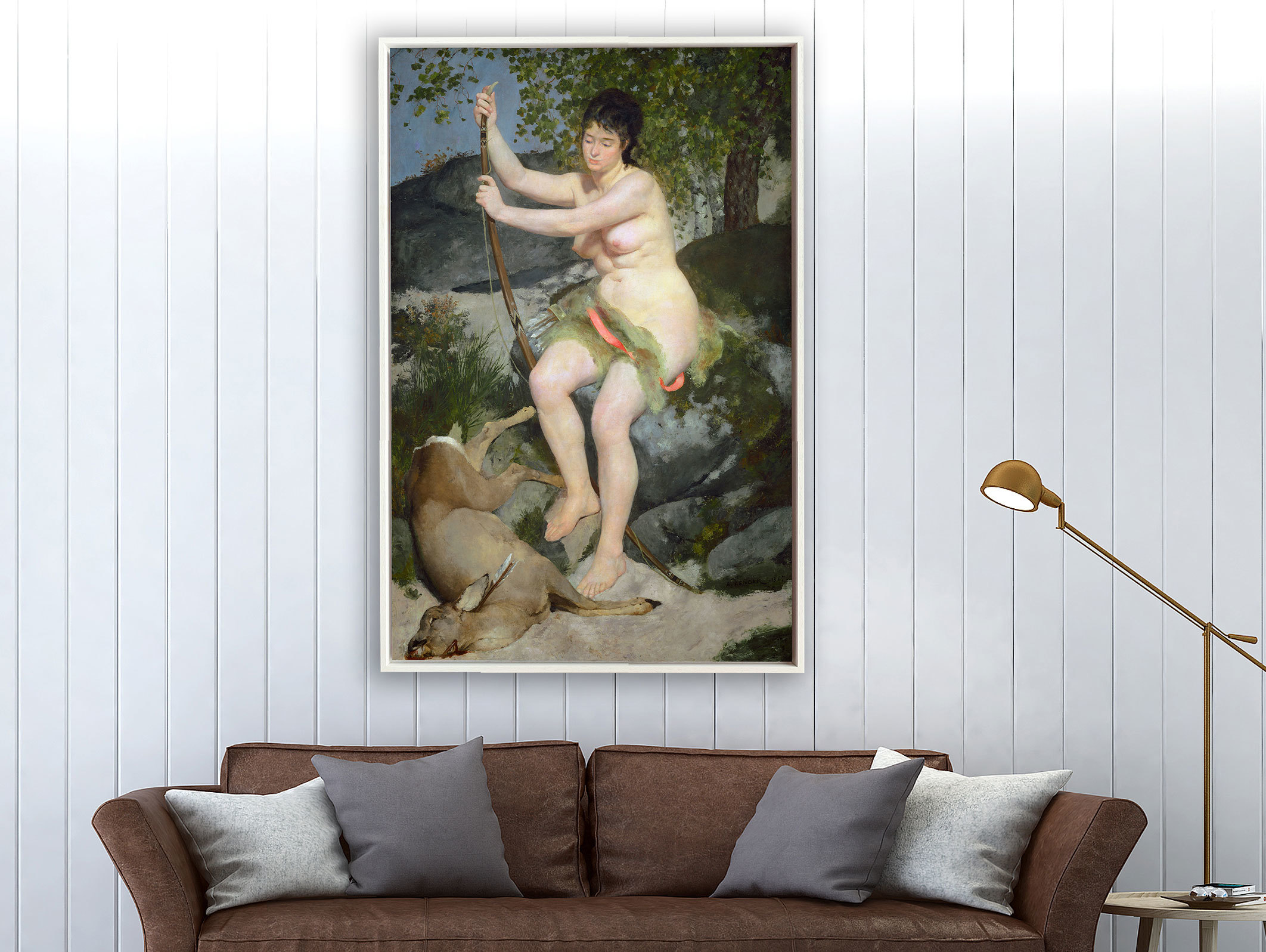 Auguste Renoir - Nackte Frau und totes Reh, Schattenfugenrahmen weiß