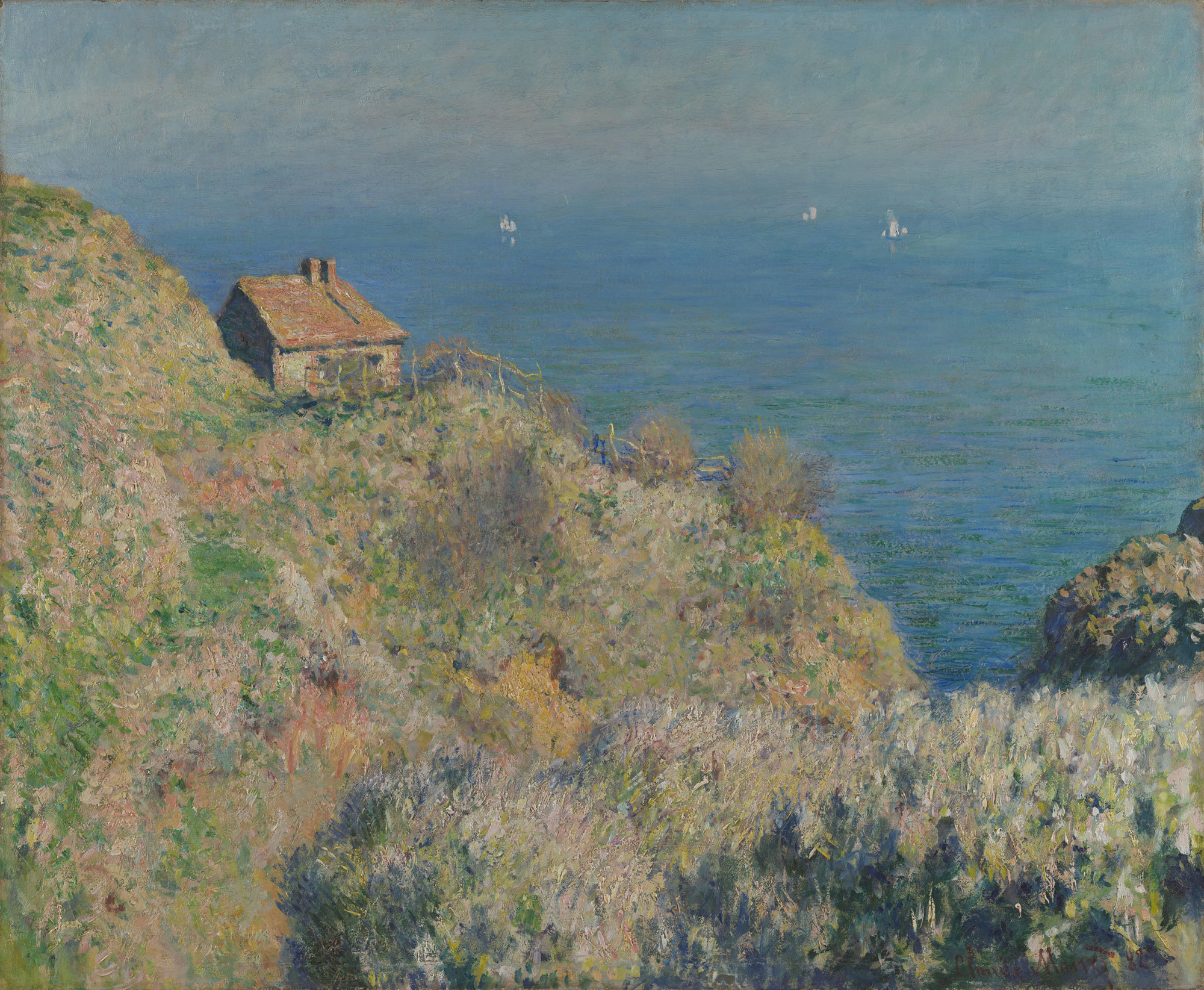 Claude Monet, Haus am Meer, Schattenfugenrahmen weiß
