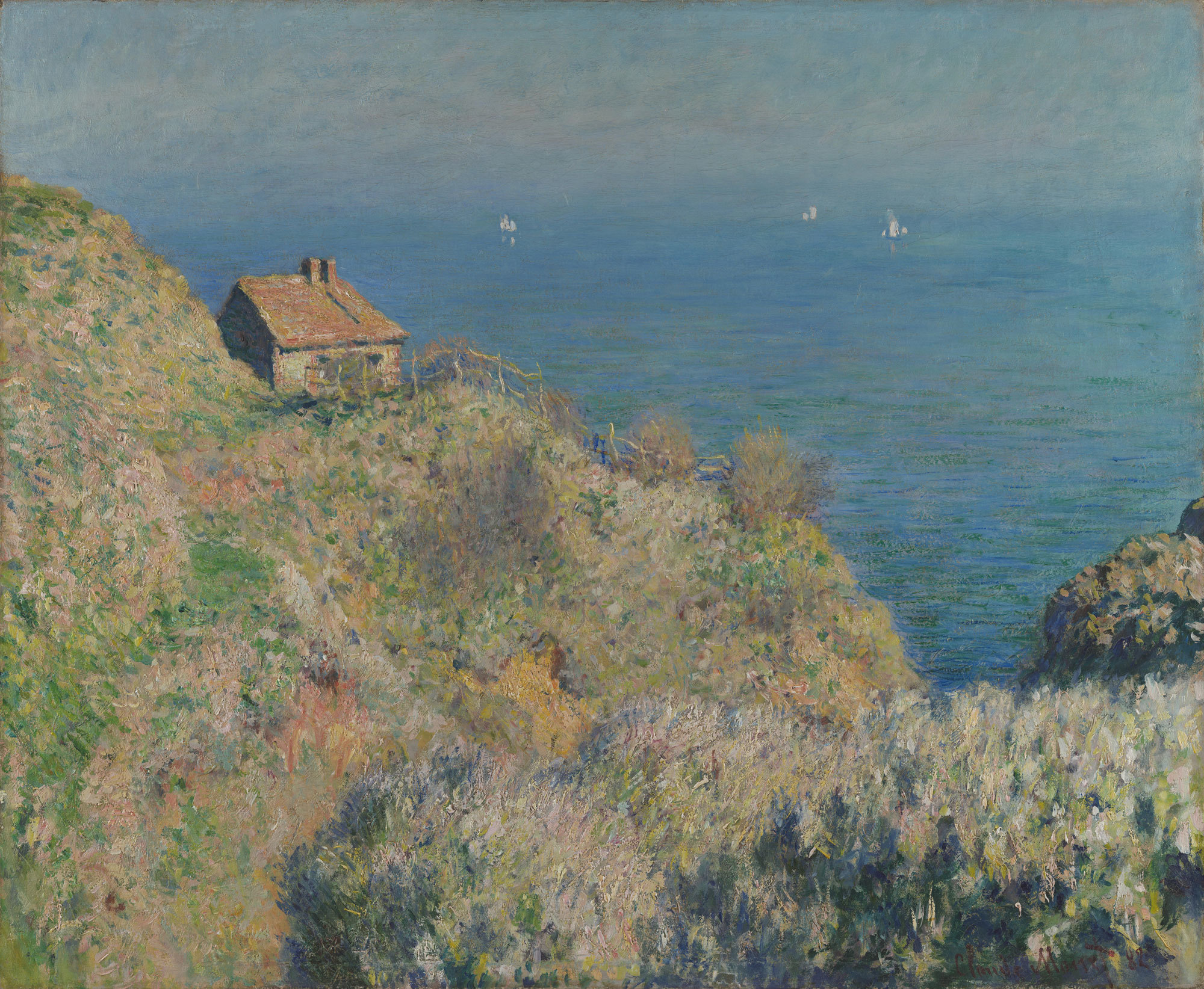 Claude Monet, Haus am Meer, Schattenfugenrahmen braun